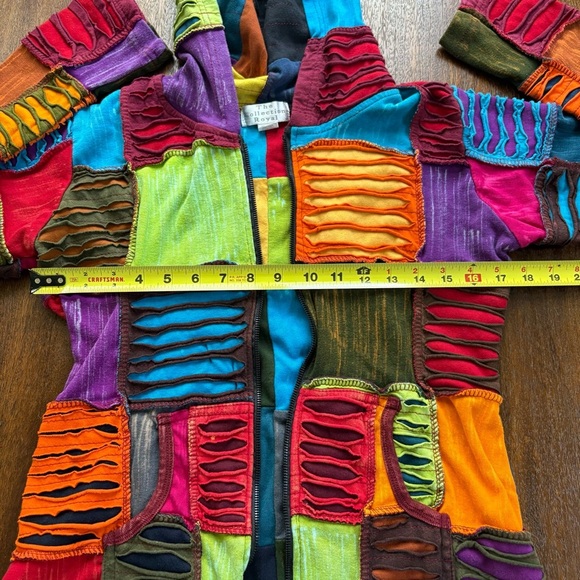The Collection Royal Womens S Colorful Patchwork Nepal Zip Hoodie Y2K **No Zip - Picture 9 of 15